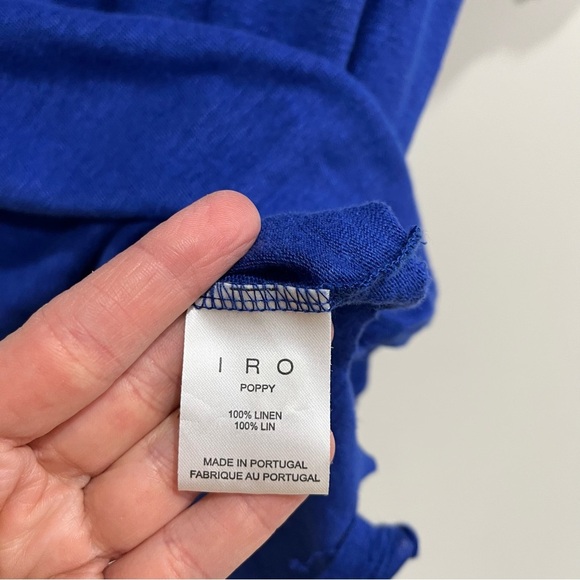 IRO Poppy Tee Royal Blue Distressed Linen Short Sleeve Top Crewneck Size Large - Picture 8 of 8